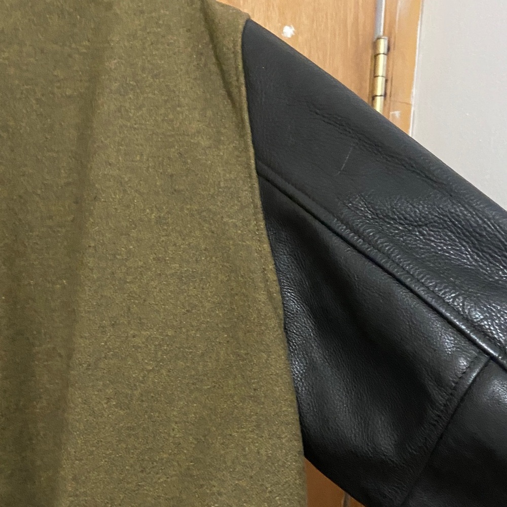 Schott nyc Olive Green and Black Men's  vintage Varsity Jacket - Picture 10 of 16